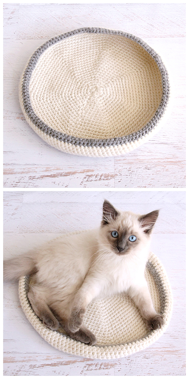 Crocheted Cat Bed di Dabbles and Babbles: regalo di Natale hadmade all'uncinetto