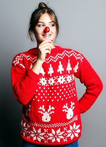 Maglione a motivi natalizi rosso e bianco