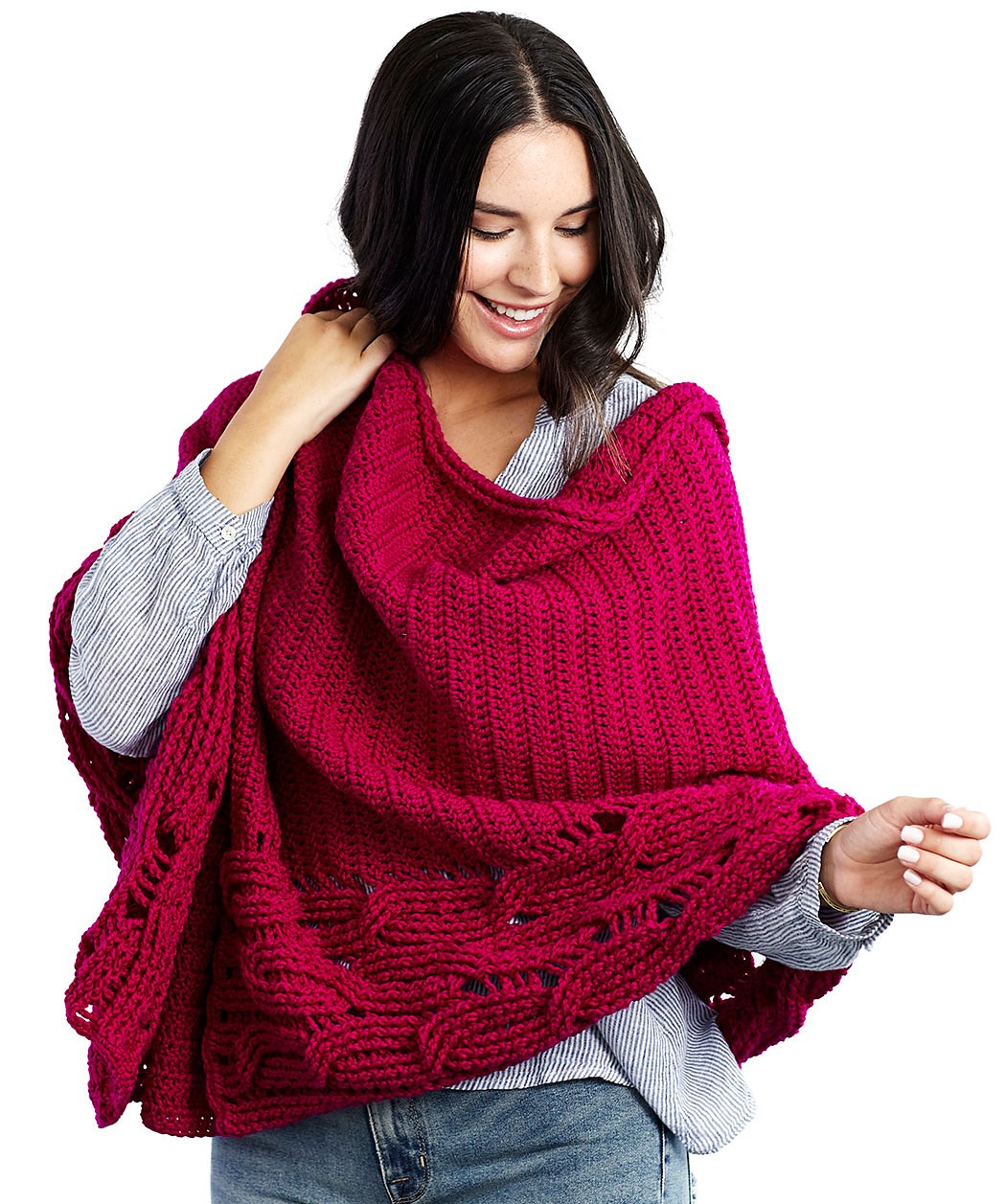 Interwoven Cabled Chic Shawl Rebecca Velasquez accessori in rosso