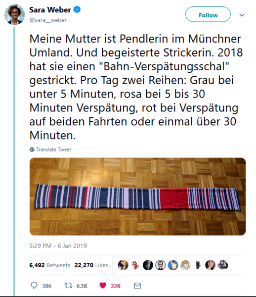 Messaggio su witter di Sara Weber