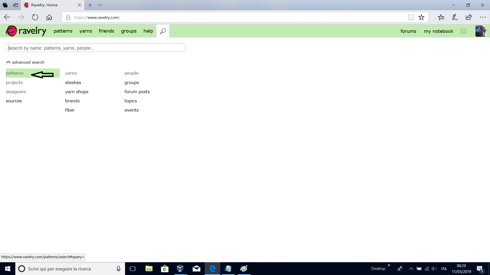 ravelry ricerca avanzata modelli