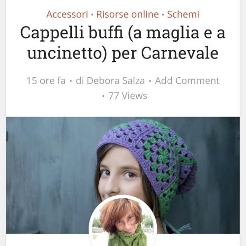 Screenshot di un post di Maglia-uncinetto.it