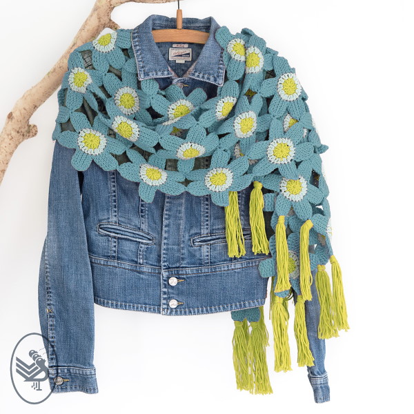 Tunisian Flower Shawl Atty van Norel fiori uncinetto tunisino