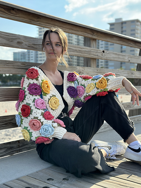 Cardigan a uncinetto Rose Garden Jacket