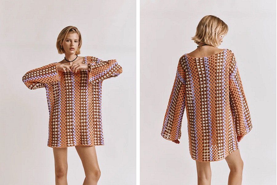 Abito a uncinetto del brand VRG GRL