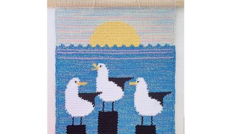 Immagine del modello di arazzo a uncinetto Three Seagulls pattern